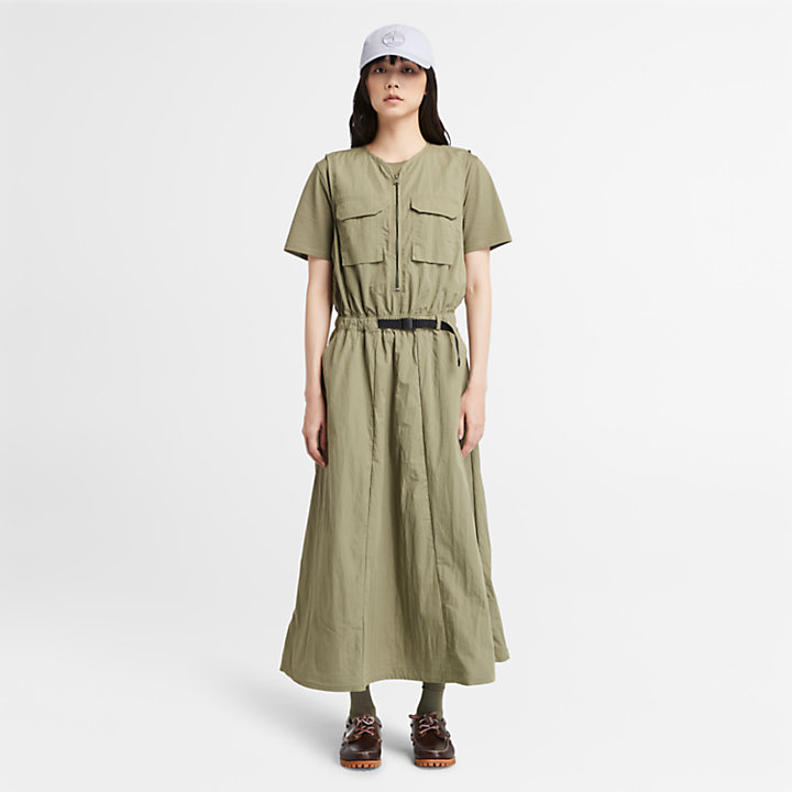 Vestido de verano de estilo militar para mujer en verde-