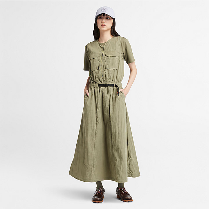 Vestido de verano de estilo militar para mujer en verde