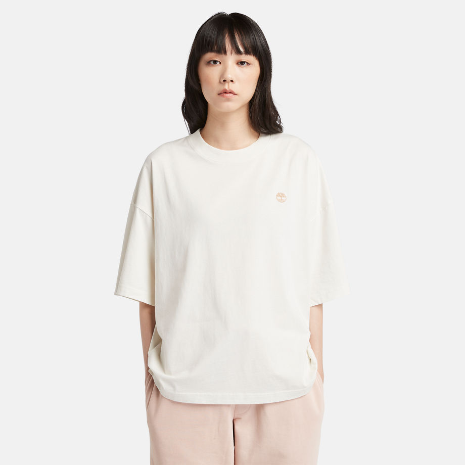 Timberland T-shirt Oversize Da Donna In Bianco Bianco