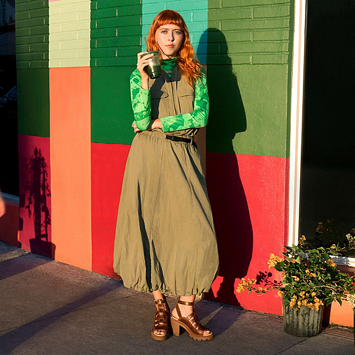 Falda Summer Utility de tejido arrugado para mujer en verde