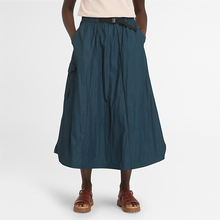 Utility Summer Skirt In Crinkled Navy For Women in Navy-