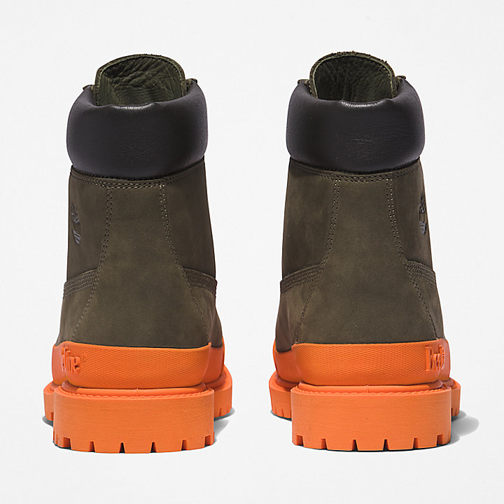 Bee Line x Timberland® 6 Inch Rubber Toe Boot for Women in Dark Green/Orange