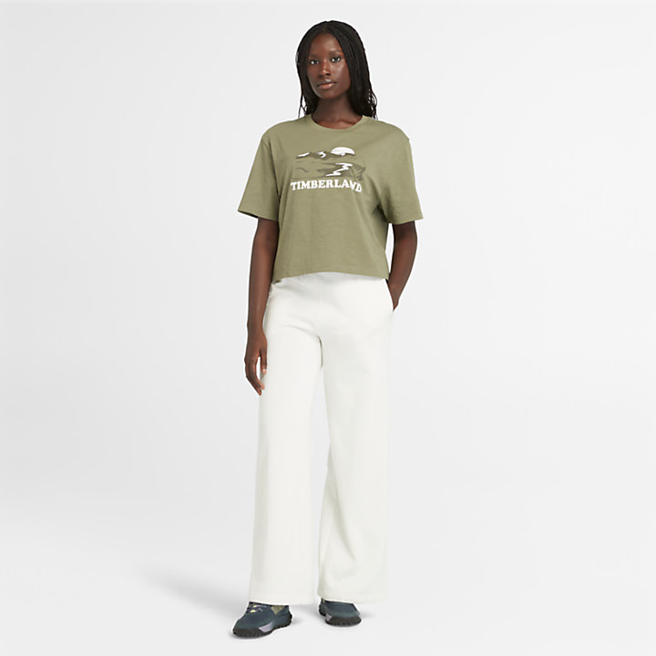 Camiseta con estampado gráfico para mujer en verde-