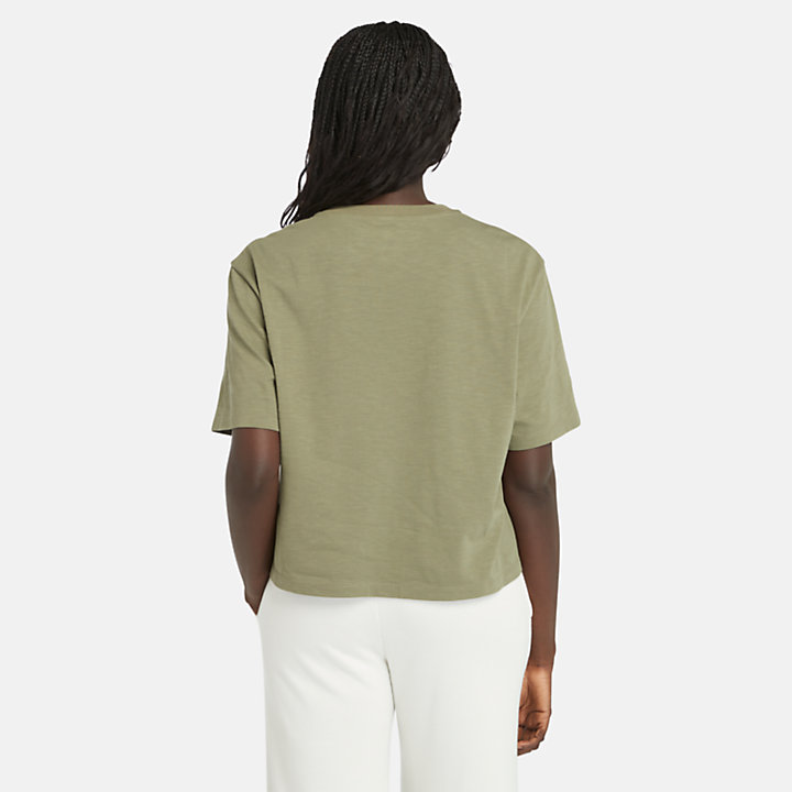 Camiseta con estampado gráfico para mujer en verde-