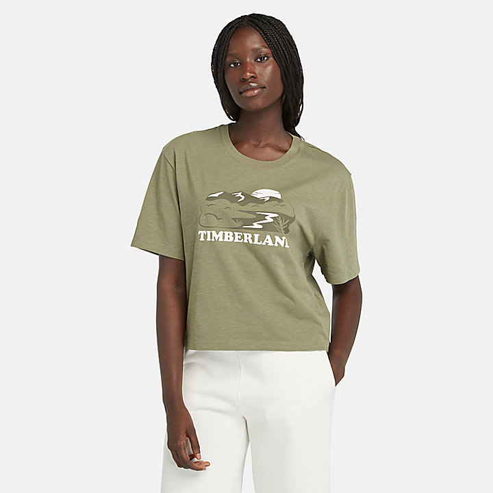 T-shirt con Grafica da Donna in verde