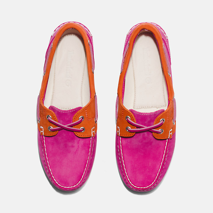 Klassieke Leren Bootschoenen voor dames in roze-