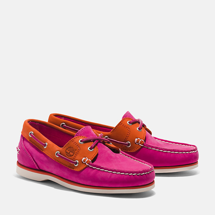 Classic Leather Boat Shoe for Women in Pink-