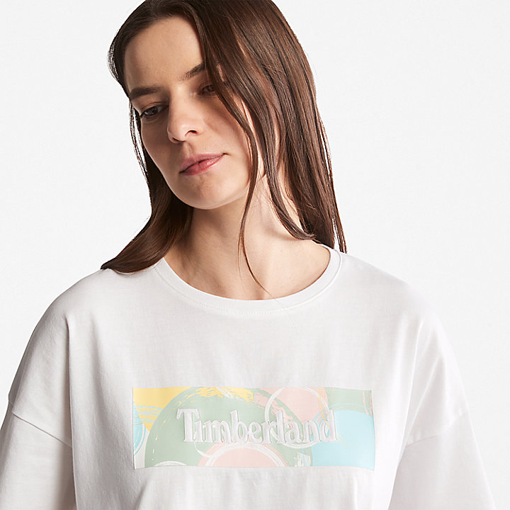 Pastelkleurig T-shirt voor dames in wit