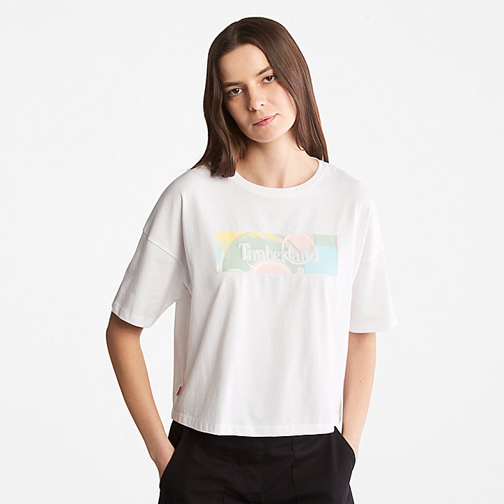 Pastelkleurig T-shirt voor dames in wit