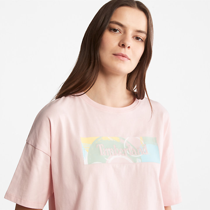 T-shirt Pastel para Mulher em cor-de-rosa-