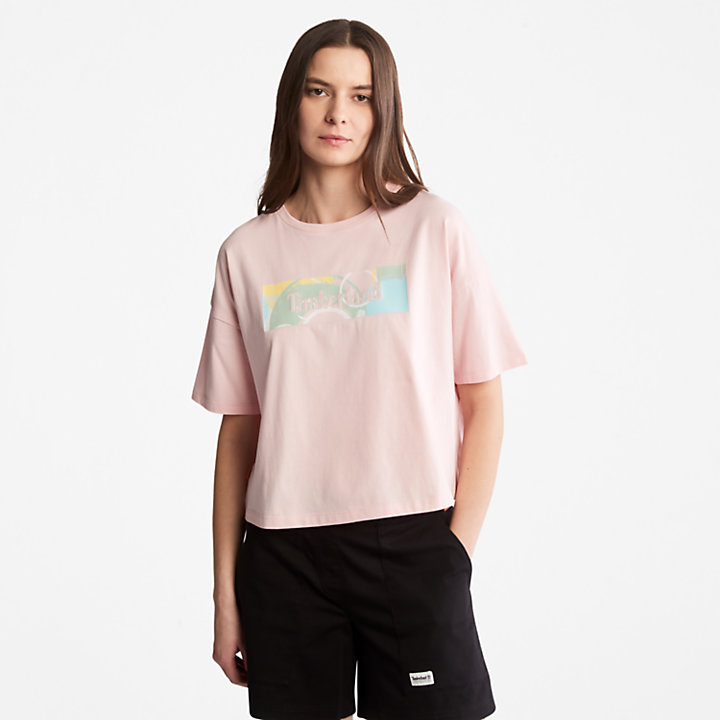 T-shirt Pastel para Mulher em cor-de-rosa-