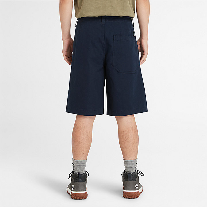 Pantalón corto estilo militar Fatigue de lona para hombre en azul marino