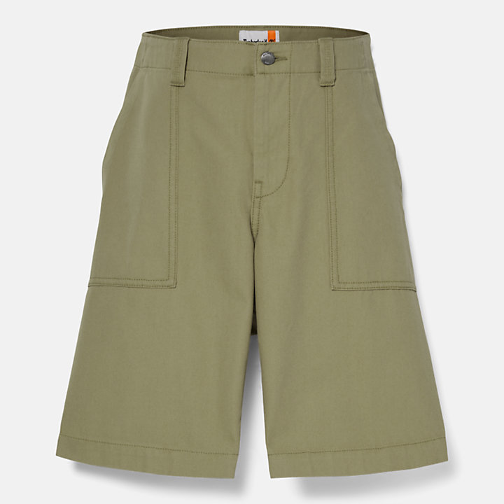 Workwear Canvas Fatigue Shorts for Men in Green-