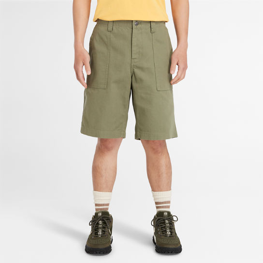 Pantalón corto estilo militar Fatigue de lona para hombre en verde | Timberland