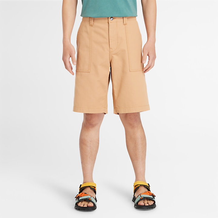 Workwear Canvas Fatigue Shorts for Men in Light Yellow-