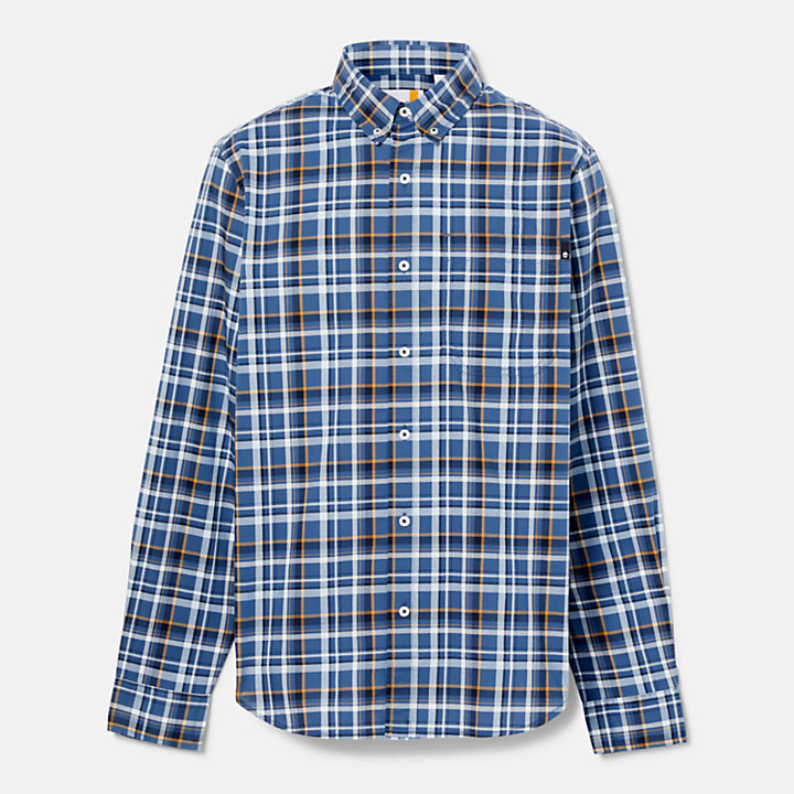 Poplin Plaid Shirt for Men in Blue-