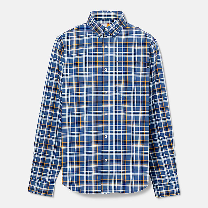 Poplin Plaid Shirt for Men in Blue