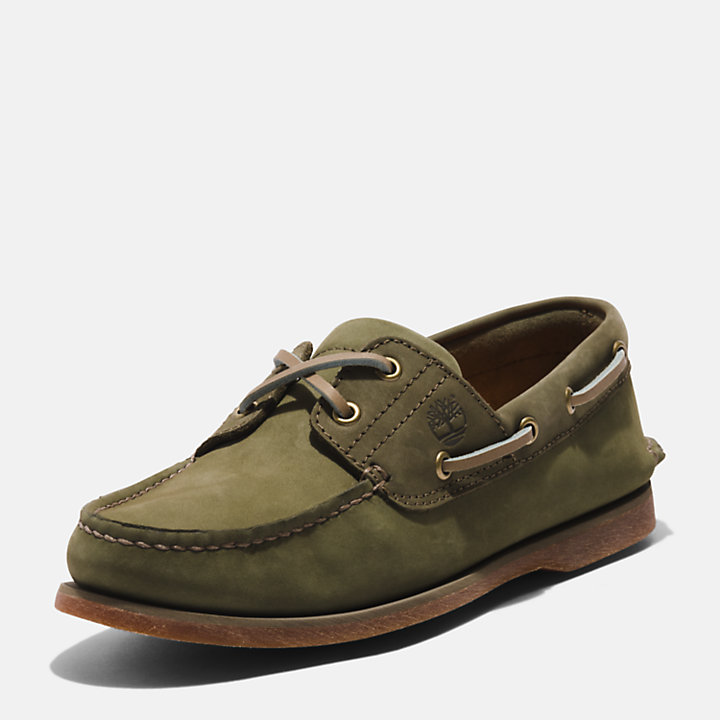 Classic Boat Shoe for Men in Green Nubuck-