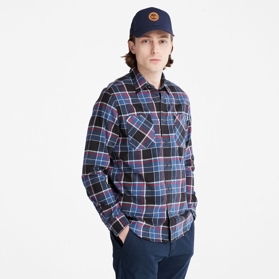 Timberland Nashua River Flannel Shirt For Men In Navy Blue, Size 3XL