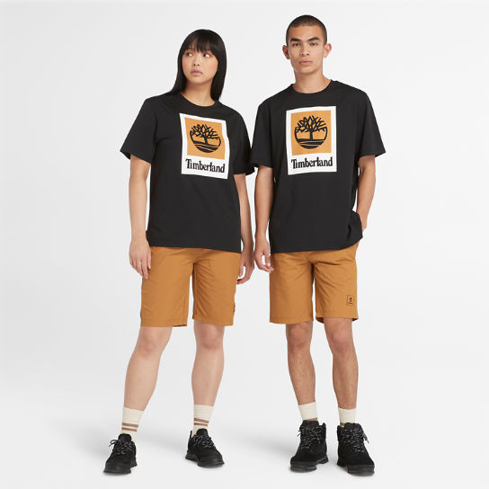 Camiseta con logotipo multicapa unisex en color negro/blanco | Timberland