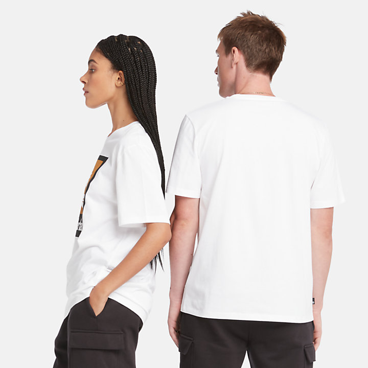 Camiseta con logotipo multicapa unisex en blanco/negro-