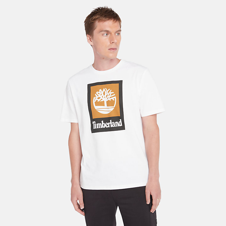 All Gender Logo Stack T-Shirt in Weiß/Schwarz-
