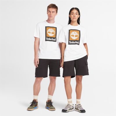 T-shirt Logo Stack Sem Género em branco/preto | Timberland