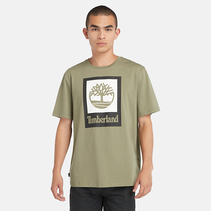 Uniseks Logo Stack T-shirt in groen-