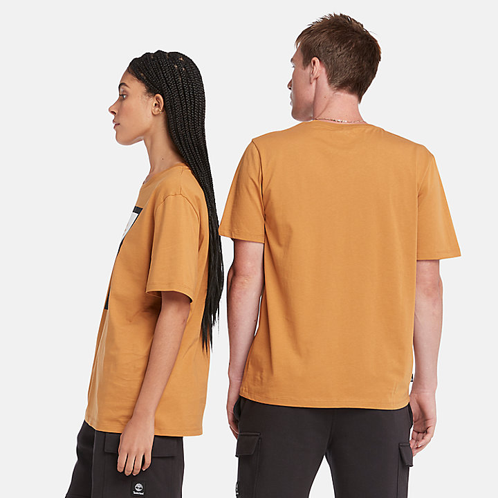 Camiseta con logotipo multicapa unisex en amarillo/color negro