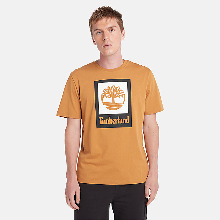 Uniseks Logo Stack T-shirt in geel/zwart