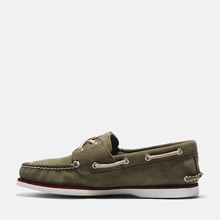 Classic Boat Shoe for Men in Green Suede-