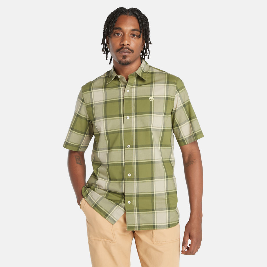 Timberland Checked Poplin Shirt For Men In Teal Unisex, Size