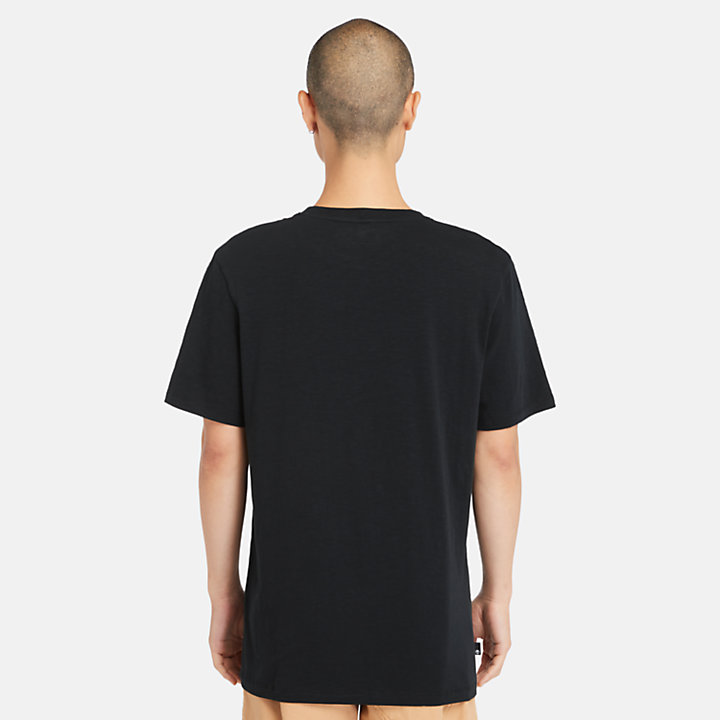 Camiseta de punto flameado con eslogan para hombre en negro-