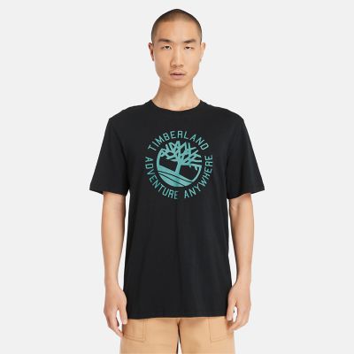 Timberland T-shirt Flammé À Logo Slogan Pour Homme En Noir Noir