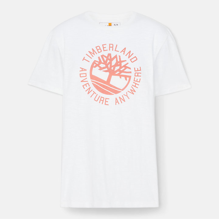 Camiseta de punto flameado con eslogan para hombre en blanco-