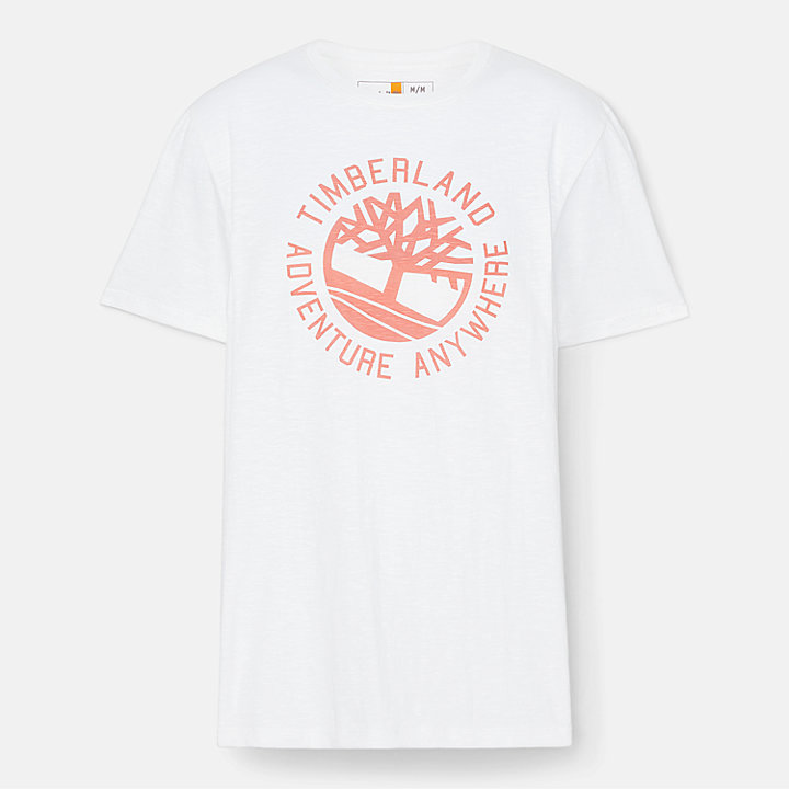 T-shirt Slogan Logo Slub da Uomo in bianco
