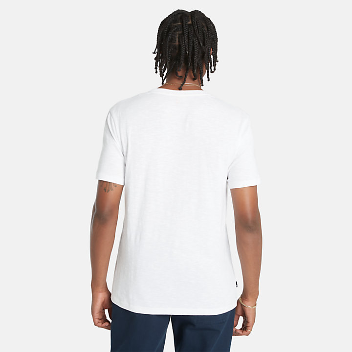 Camiseta de punto flameado con eslogan para hombre en blanco-