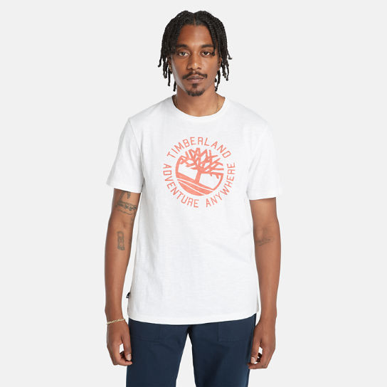 Camiseta de punto flameado con eslogan para hombre en blanco | Timberland