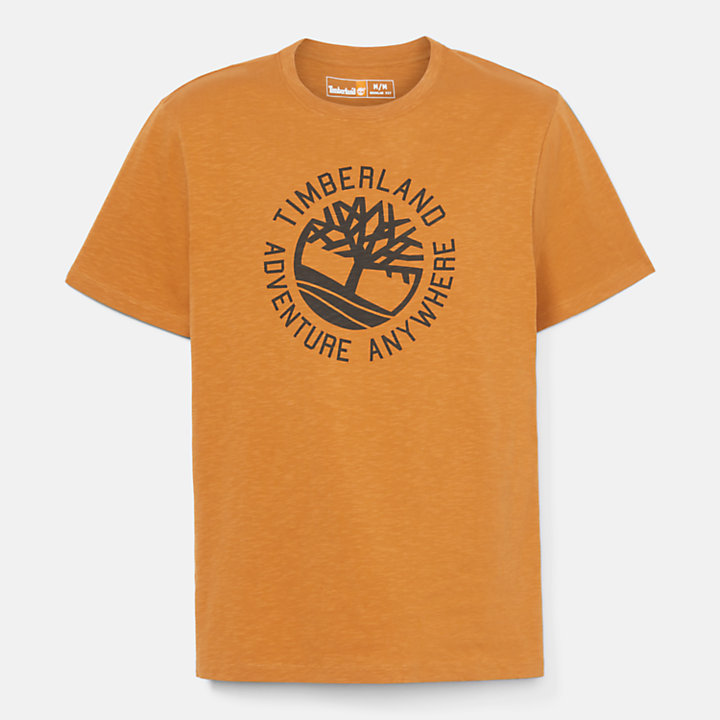 Slogan Logo Slub T-Shirt For Men in Dark Yellow-