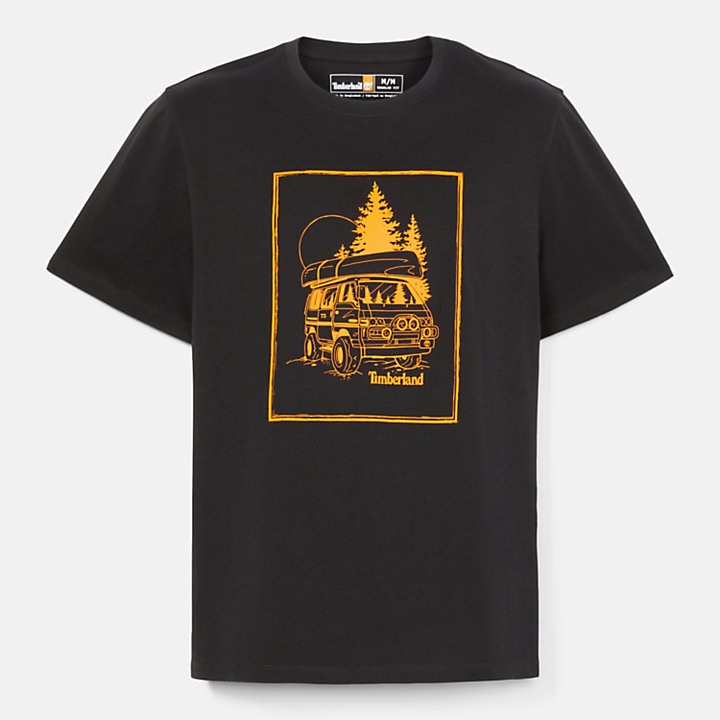 Camiseta con estampado gráfico Campervan para hombre en negro-