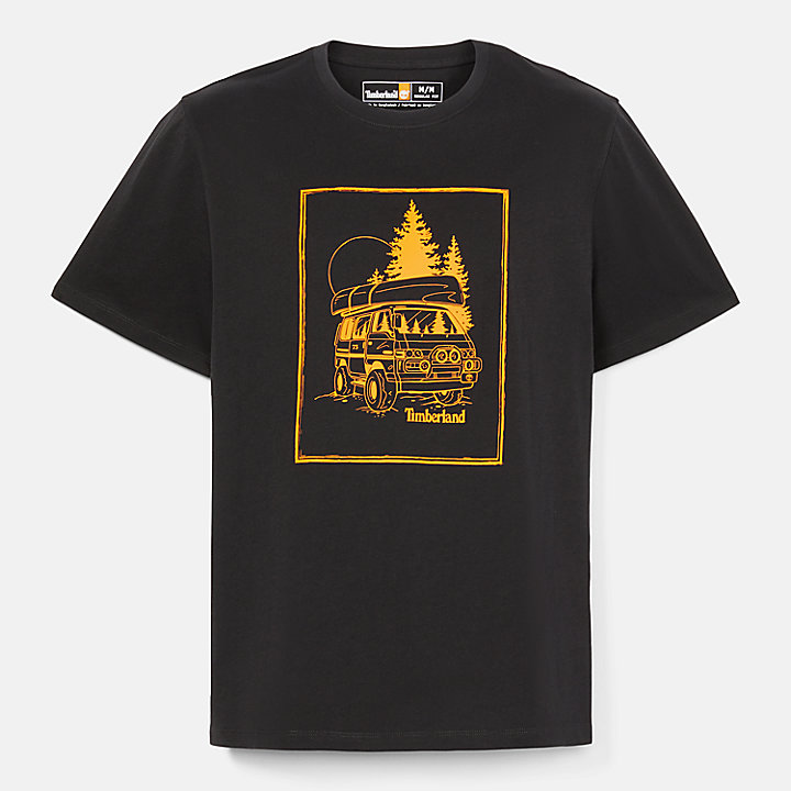 Camiseta con estampado gráfico Campervan para hombre en negro
