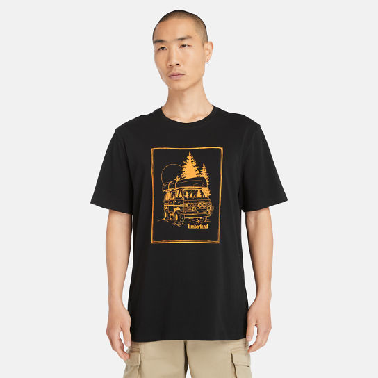 Camiseta con estampado gráfico Campervan para hombre en negro | Timberland