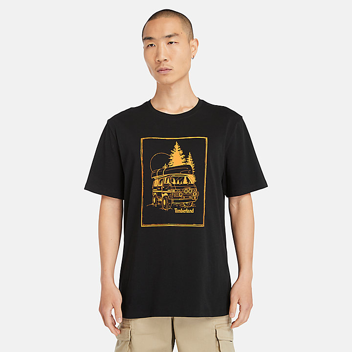 Camiseta con estampado gráfico Campervan para hombre en negro