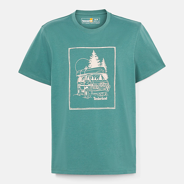 T-Shirt mit Campervan-Grafik für Herren in Petrol