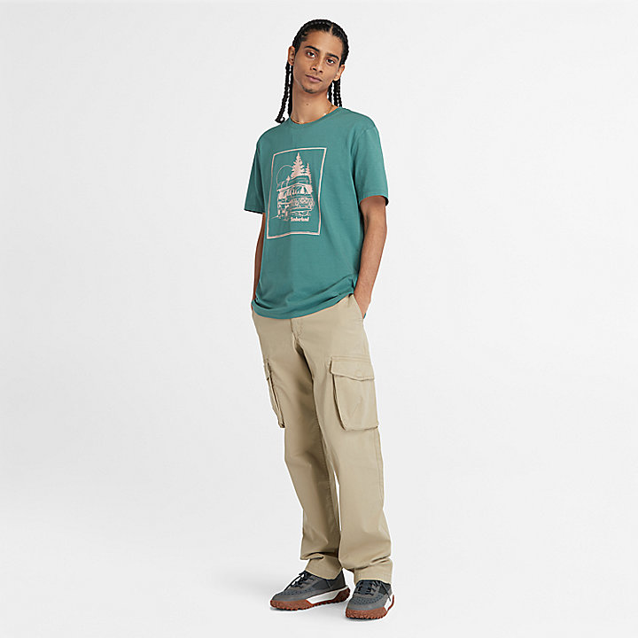 T-shirt con Grafica Camper da Uomo in verde acqua