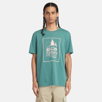 Timberland Campervan Graphic T-shirt For Men In Teal Teal, Size L