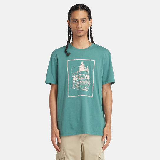 Camiseta con estampado gráfico Campervan para hombre en azul verdoso | Timberland