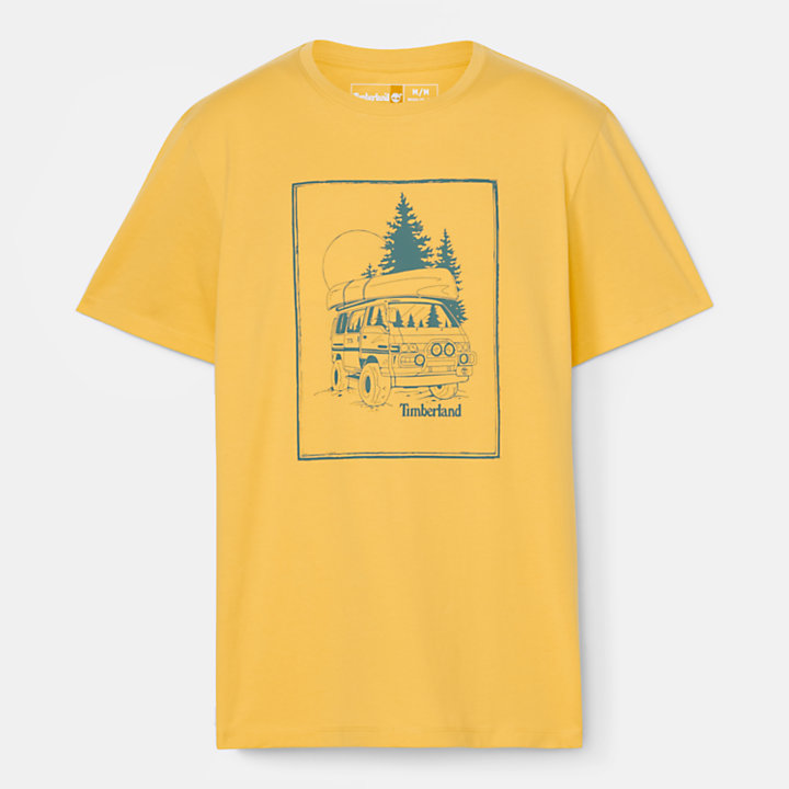 Campervan Graphic T-shirt voor heren in geel-