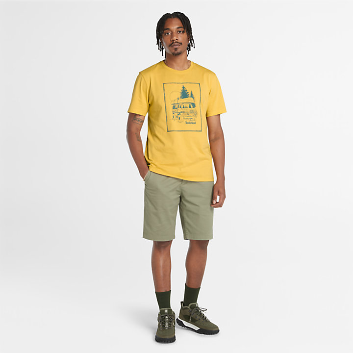 Camiseta con estampado gráfico Campervan para hombre en amarillo-