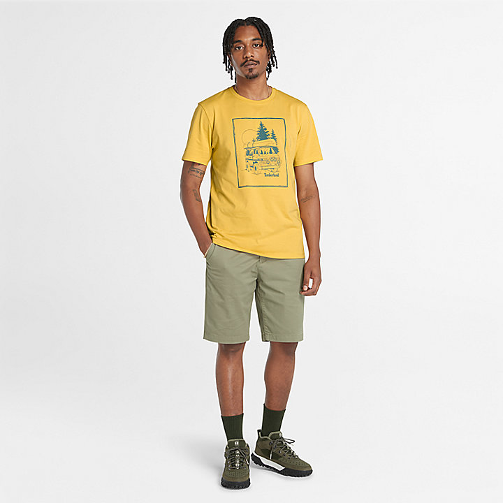 Camiseta con estampado gráfico Campervan para hombre en amarillo